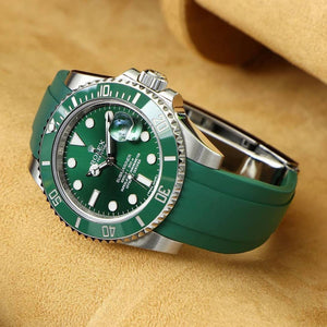   Green Rubber Strap on Rolex Submariner 