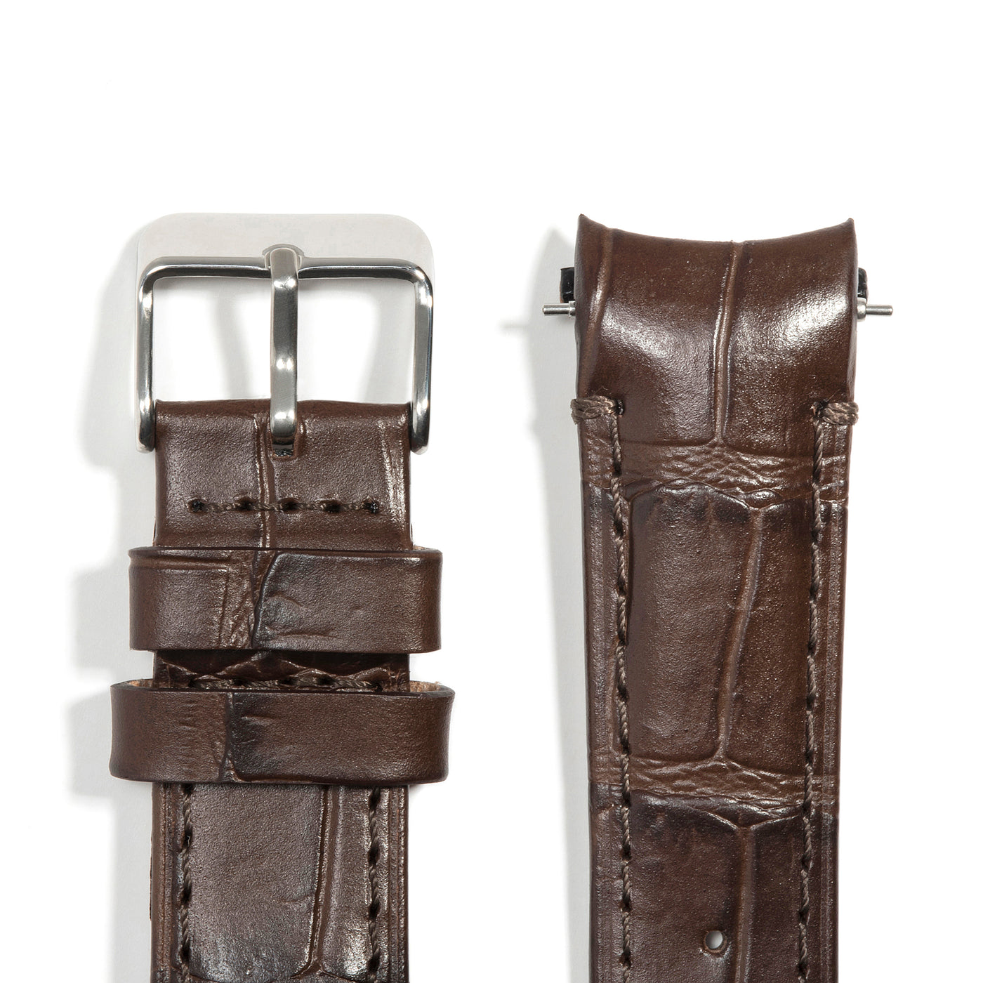 Brown Alligator / Silver Buckle