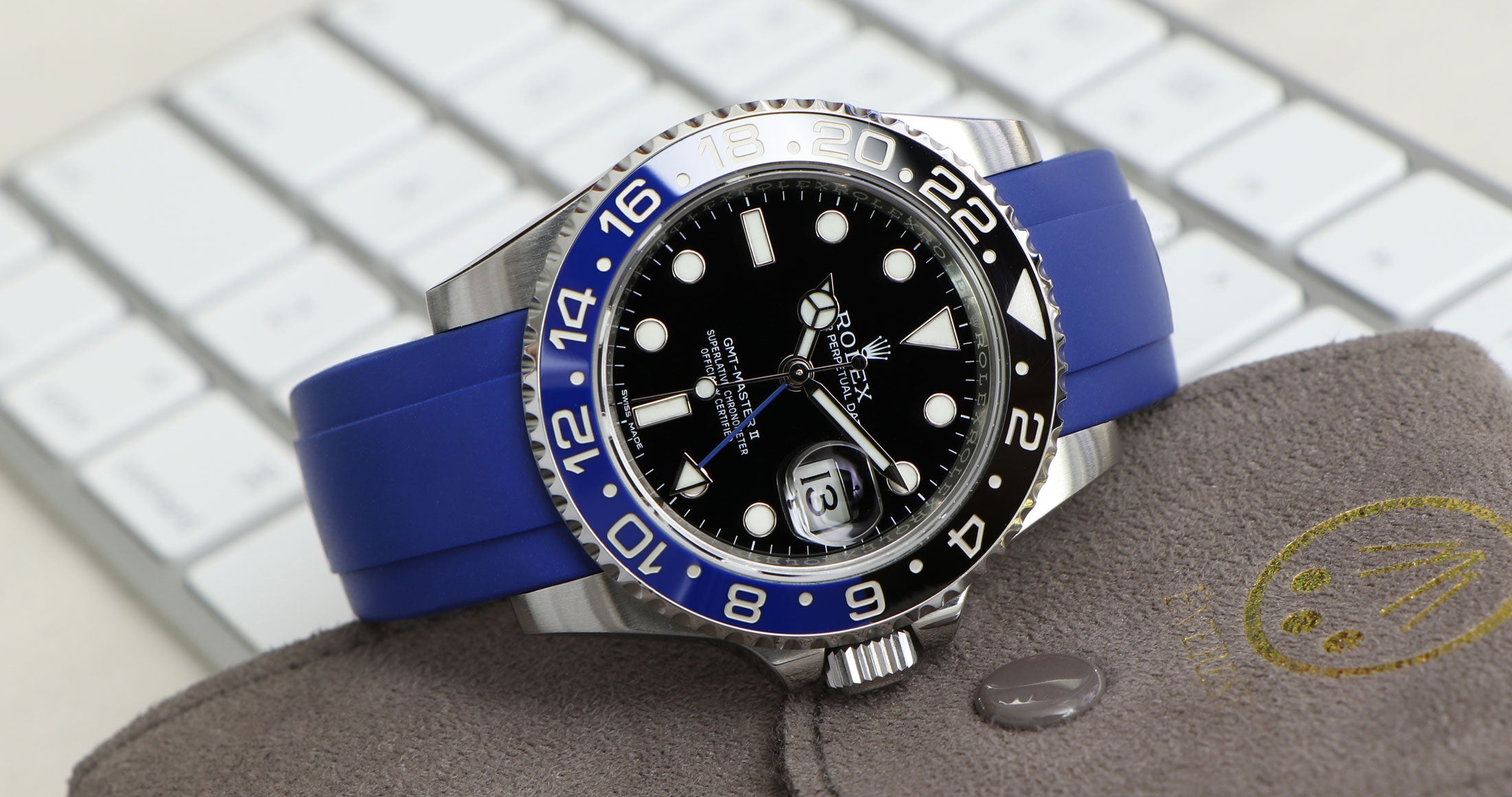 Blue Rubber Strap on Rolex GMT-Master II