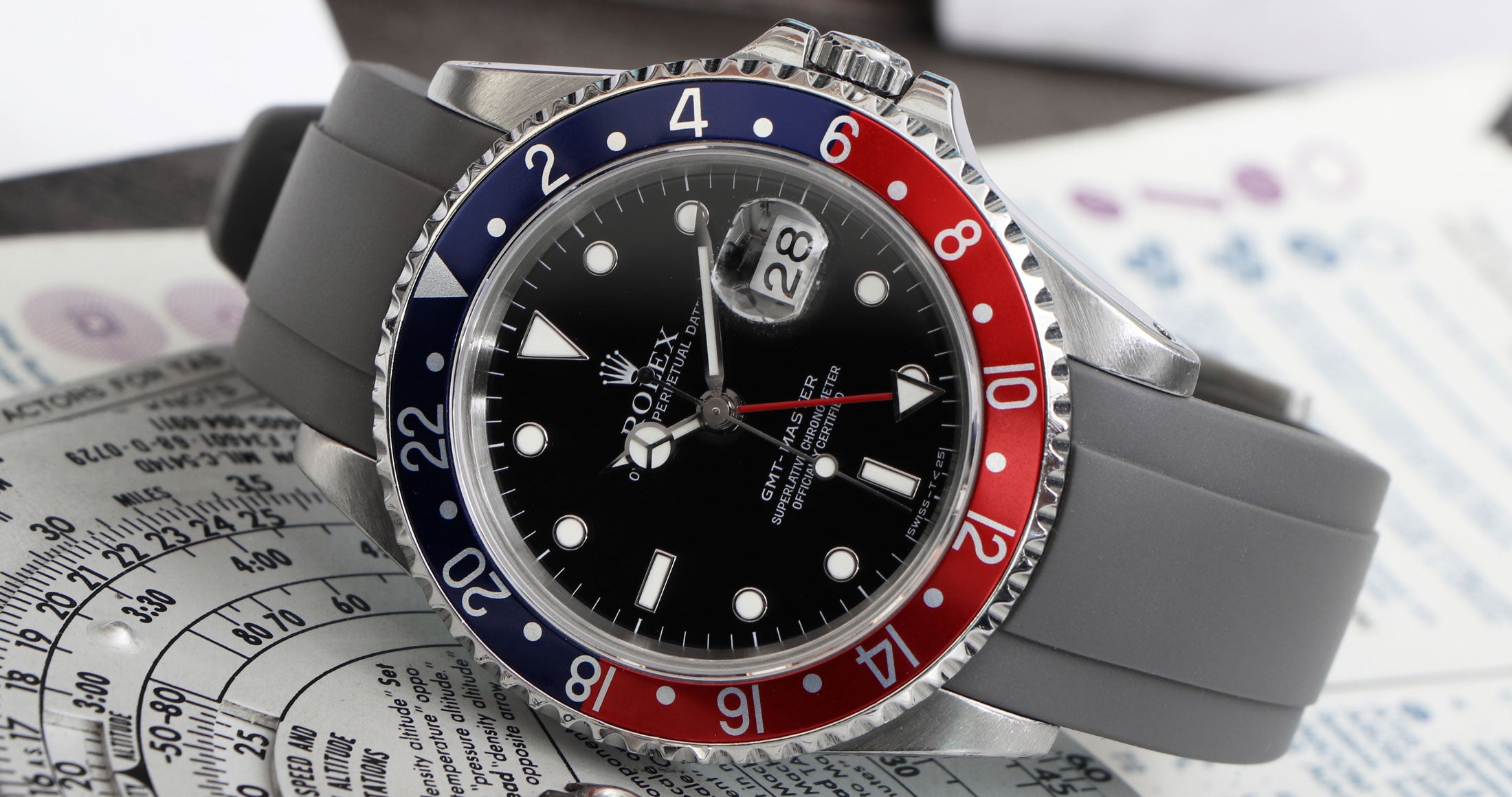 Rolex GMT-Master on Grey Rubber Strap