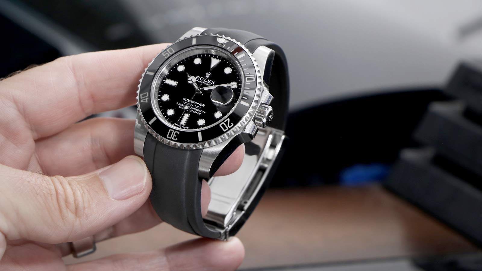 Rolex Submariner on Everest black rubber strap