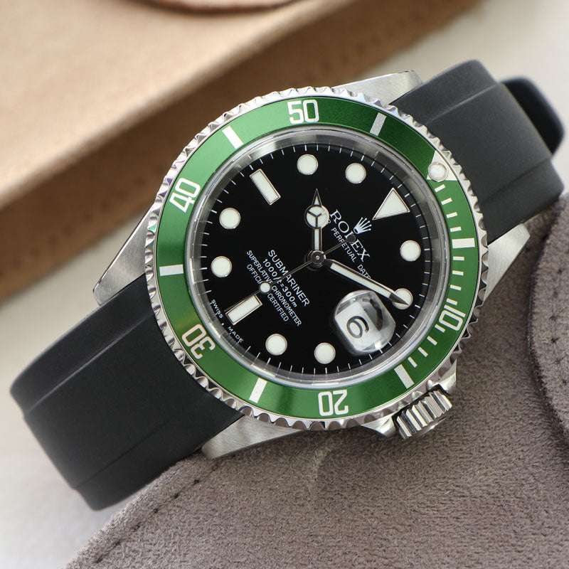 Black Rubber Strap on Green Bezel "Starbucks" Rolex Submariner