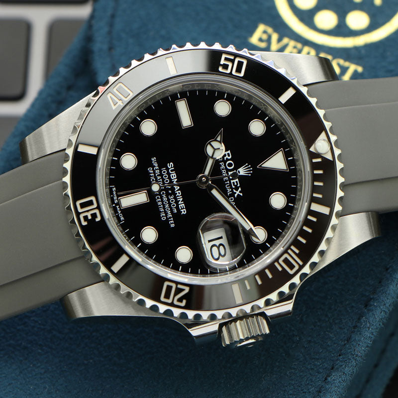 Rolex Submariner on grey rubber strap 