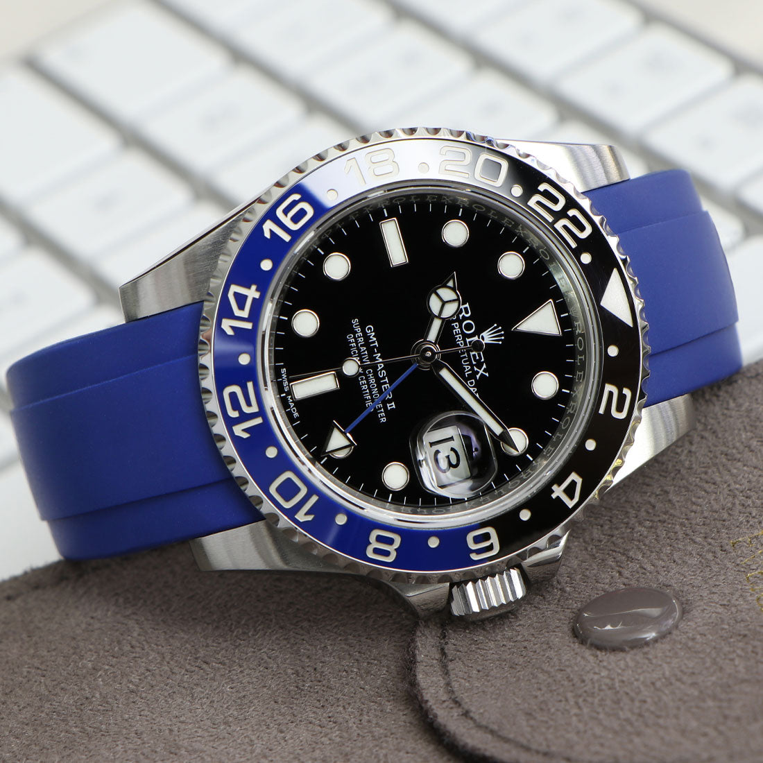 Blue Rubber Strap on Rolex GMT-Master II