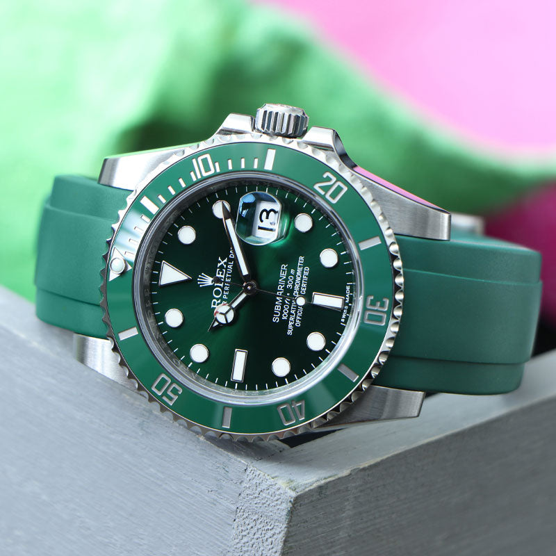 Green Rubber Strap on 'Kermit' green Submariner