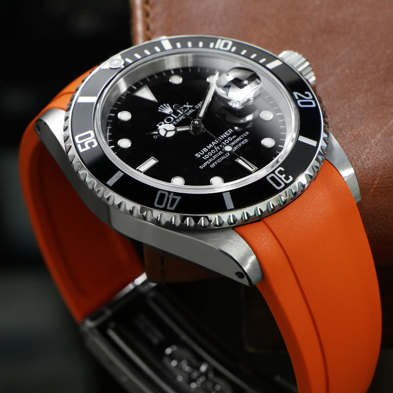 Orange Rubber Strap on Rolex Submariner