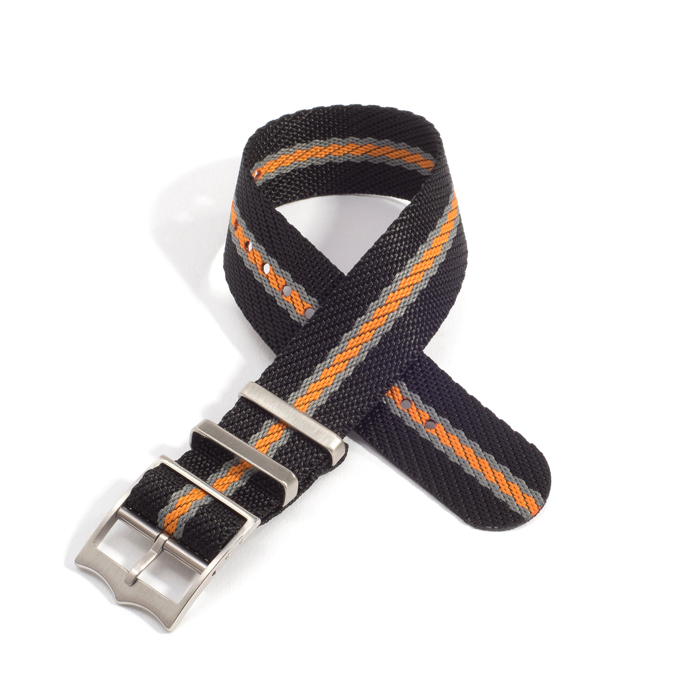 Everest Black, Gray, and Orange NATO-Style Single Pass Nylon Watch Band