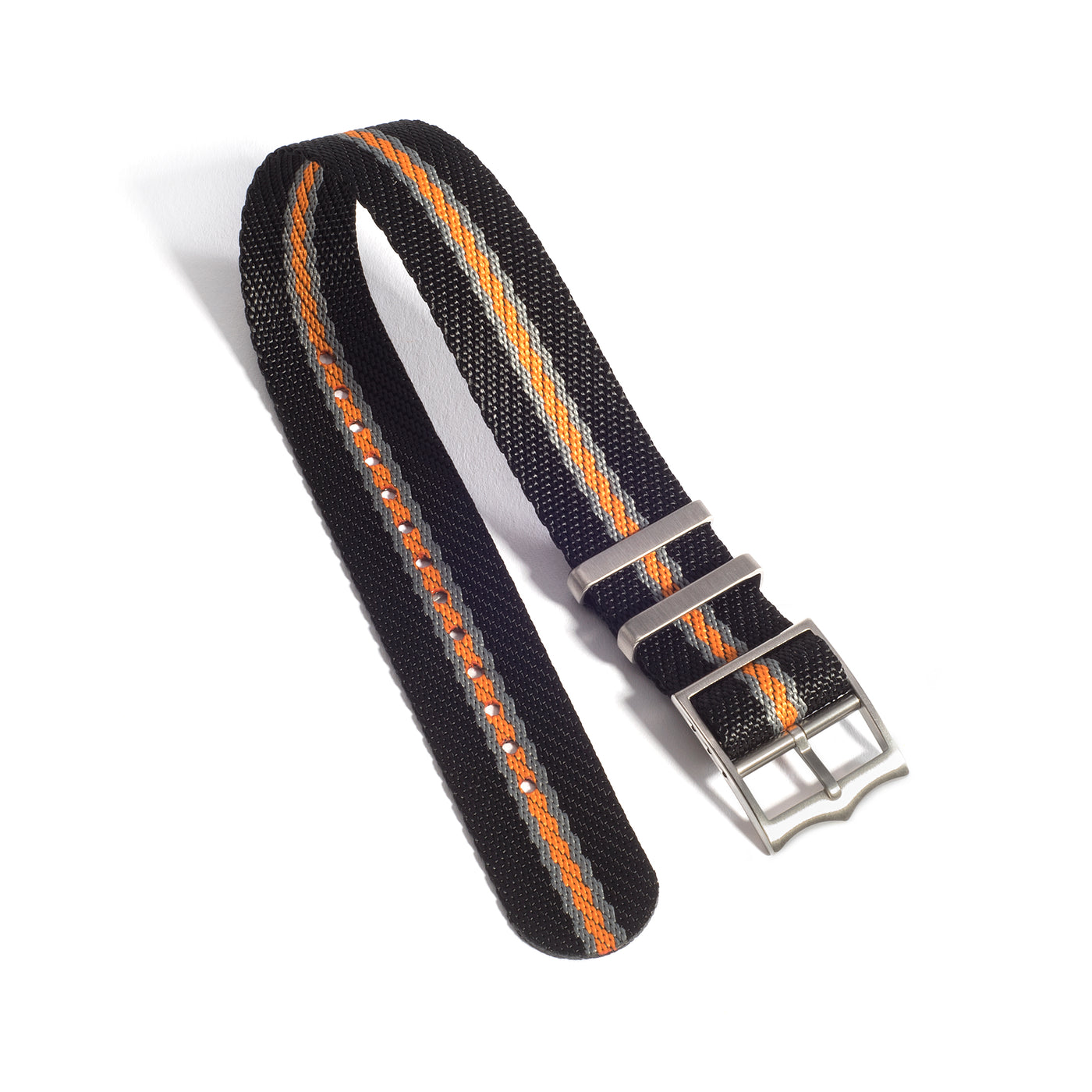 Everest Black, Gray, and Orange NATO-Style Single Pass Nylon Watch Band