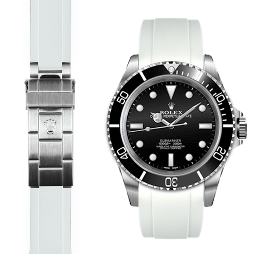 Rolex Submariner white rubber watch strap